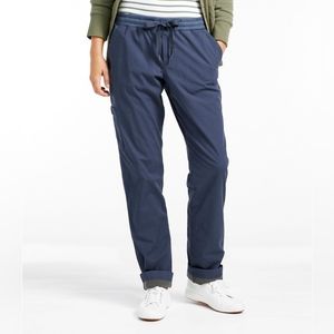 LL Bean Stretch Ripstop Pull-on Pants, Slim Leg Fleece Lined